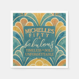 50e verjaardag Blauwgroen en gouden art deco stijl Servet