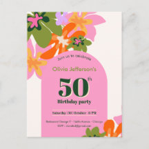 50e verjaardag bloemrijk kleurrijk elegant vrouwel
