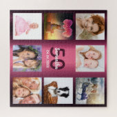 50e verjaardag bogundy fotocollage vrouw legpuzzel (Horizontaal)