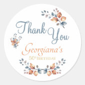 50e verjaardag Boho Herfst Bedankt U Stickers (Voorkant)