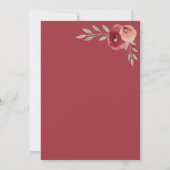 50e verjaardag Bourgondische bloemen verjaardagsfe Kaart (Achterkant)