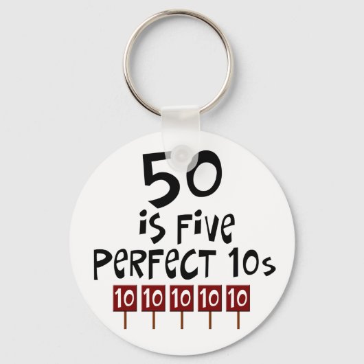 50e verjaardag cadeautjes, 50 is 5 perfecte 10s! sleutelhanger (Voorkant)