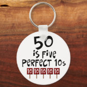 50e verjaardag cadeautjes, 50 is 5 perfecte 10s! sleutelhanger (Voorkant)