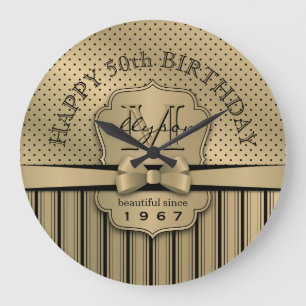50e verjaardag Champagne Gold Polka Dot Stripes Bo Grote Klok