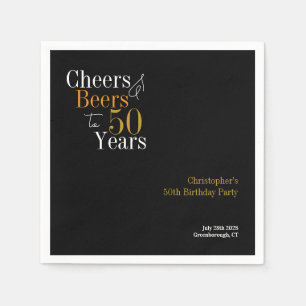 50e verjaardag Cheers and Beers-feest Black Gold Servet