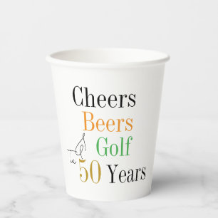 50e verjaardag Cheers and Beers Golf Party Papieren Bekers