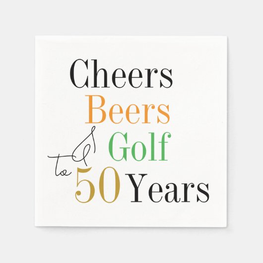 50e verjaardag Cheers and Beers Golf Party Servet (Voorkant)