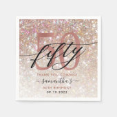 50e verjaardag Chic Glitter Ombre Dank u Servet (Voorkant)