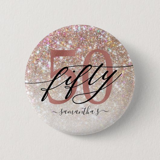 50e verjaardag Chic Glitter Ombre Ronde Button 5,7 Cm (Voorkant)