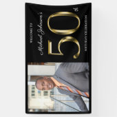 50e verjaardag - Classy Black Solid Gold - Aangepa Spandoek (Verticaal)