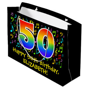 50e verjaardag - Colorful Music Symbols, Rainbow 5 Groot Cadeauzakje