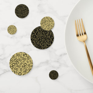 50e verjaardag Cool nummer Patroon Goud en Zwart Confetti