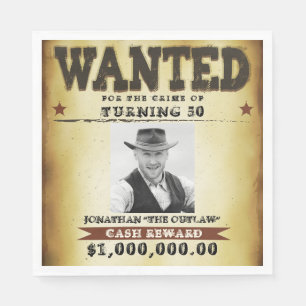 50e verjaardag Cowboy Theme Gezocht Poster Servet