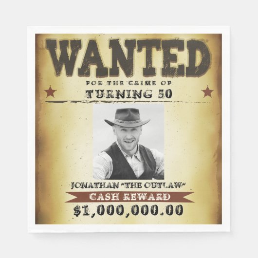50e verjaardag Cowboy Theme Gezocht Poster Servet (Voorkant)
