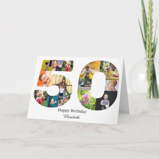 50e verjaardag Creëer Uw eigen multi-foto Aangepas Kaart (Voorkant)
