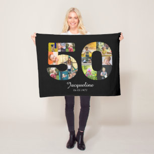 50e verjaardag Creëer Uw eigen multi-foto Fleece Deken