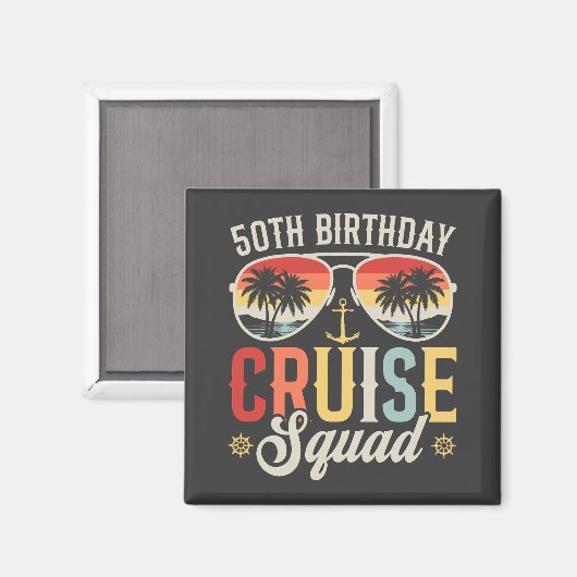 50E Verjaardag Cruise Squad Familie Matching Squar Magneet (Voorkant / Achterkant)