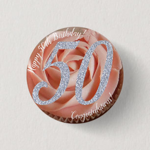 50e verjaardag Cupcake 3 cm rondetoeslag Ronde Button 3,2 Cm