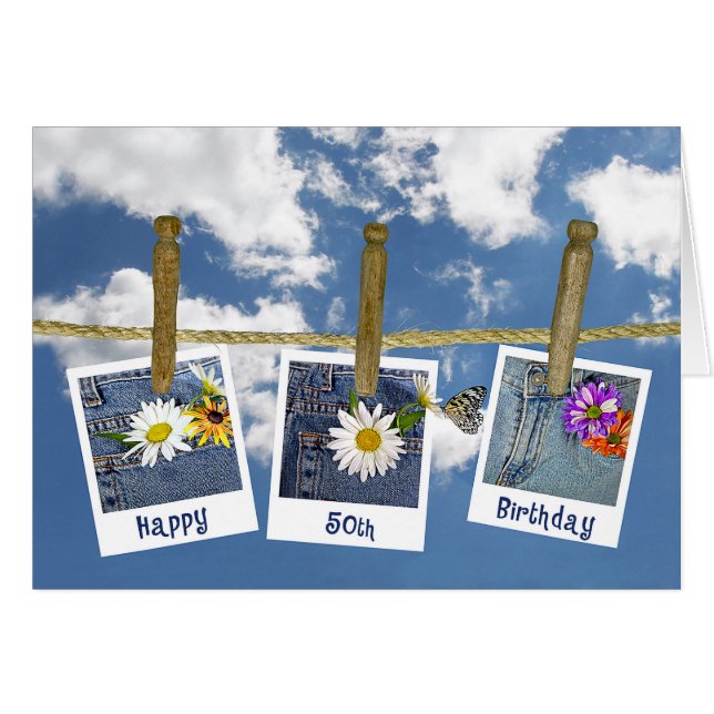 50e verjaardag Daisies (Voorkant Horizontaal)