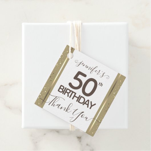 50e verjaardag Dank u Gold Elegant Script Bedankjes Labels (In situ)