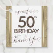 50e verjaardag Dank u Gold Elegant Script Bedankjes Labels (Voorkant)