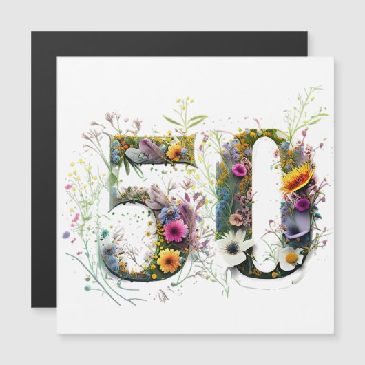 50e verjaardag decoratieve Wildflower tekst (Voorkant / Achterkant)