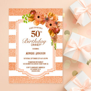 50e verjaardag Dinner Abritish Striped Floral Part Kaart