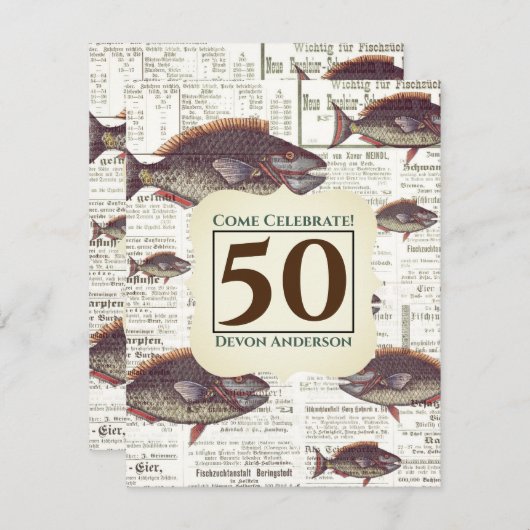 50e verjaardag  Duitse krant Vis Kaart (Voorkant / Achterkant)