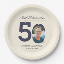 50e Verjaardag Elegant Beige Custom Photo