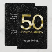 50e verjaardag, Elegant Black Gold Glam Kaart (Voorkant / Achterkant)