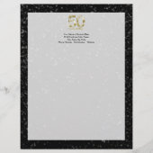 50e verjaardag, Elegant Black Gold Glam Persoonlijk Briefhoofd (Voorkant)