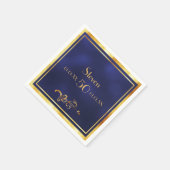 50e verjaardag: elegant blauw en goud servet (Hoek)