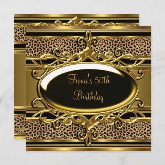 50e verjaardag Elegant Classy Gold Black Kaart (Voorkant / Achterkant)