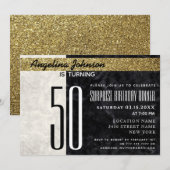 50e verjaardag Elegant goud zwart en wit marmer Kaart (Voorkant / Achterkant)