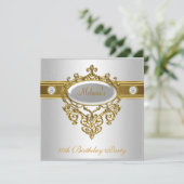 50e verjaardag Elegant Lace White Diamond 3 Kaart (Staand voorkant)