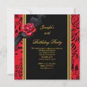 50e verjaardag Elegant Red Damask Gold Black Kaart (Voorkant)