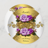 50e verjaardag Elegant Roos Paars Gold R Kaart (Voorkant / Achterkant)