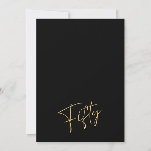 50e verjaardag Elegant Script Zwart & Goud Minimal Kaart (Achterkant)