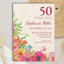 50e verjaardag Elegante Krachtige Bloemrijke Linne