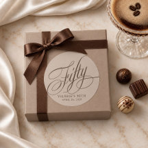 50e verjaardag Espresso Bruine Calligraphy Taupe