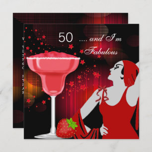 50e verjaardag Fabulous 50 diva Red Black Kaart