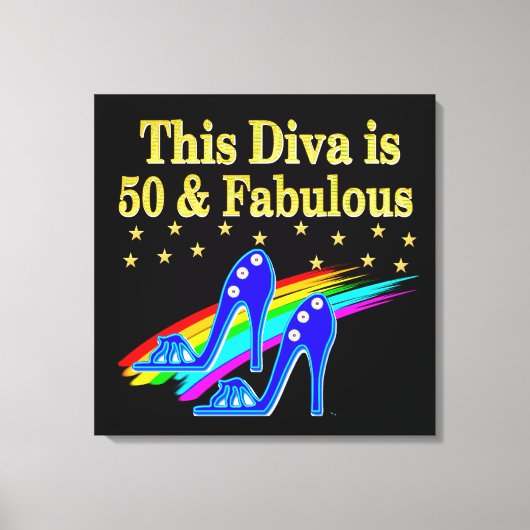 50E VERJAARDAG FABULOUS DIVA DESIGN CANVAS AFDRUK (Voorkant)