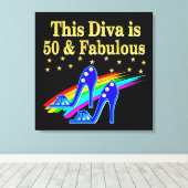 50E VERJAARDAG FABULOUS DIVA DESIGN CANVAS AFDRUK (Insitu (Houten vloer))