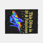 50E VERJAARDAG FABULOUS DIVA DESIGN FLEECE DEKEN (Voorkant (Horizontaal))