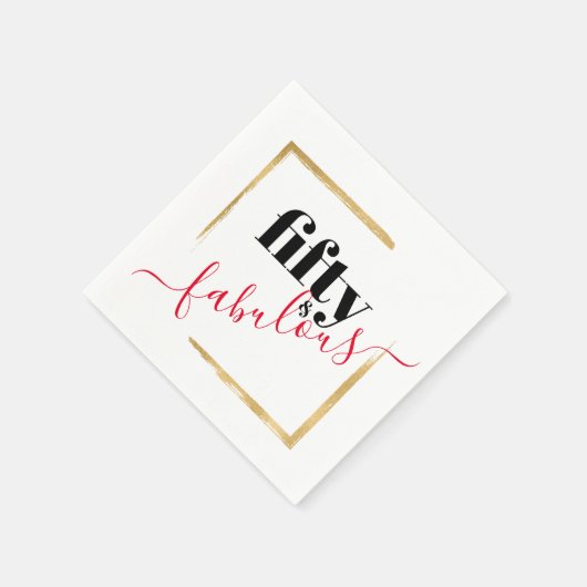 50e verjaardag Fabulous Elegant Zwart & Goud Servet (Hoek)