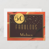 50e verjaardag Fabulous Tomaat Rood Briefkaart (Voorkant / Achterkant)