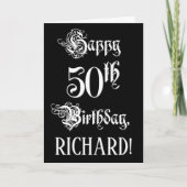 50e verjaardag: Fancy, elegant script + aangepaste Kaart (Voorkant)