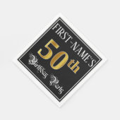 50e verjaardag — Fancy script, Faux Gold look Servet (Hoek)