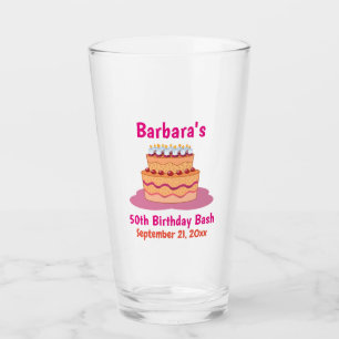 50e verjaardag Favor Pink Cake Beer Pint Glas