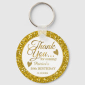 50e verjaardag Favors Gold Glitter Hartelijk dank Sleutelhanger (Achterkant)